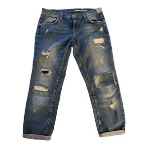 ZARA WOMAN RELAXED FIT MEDIUM RISE ANKLE CUT size 6